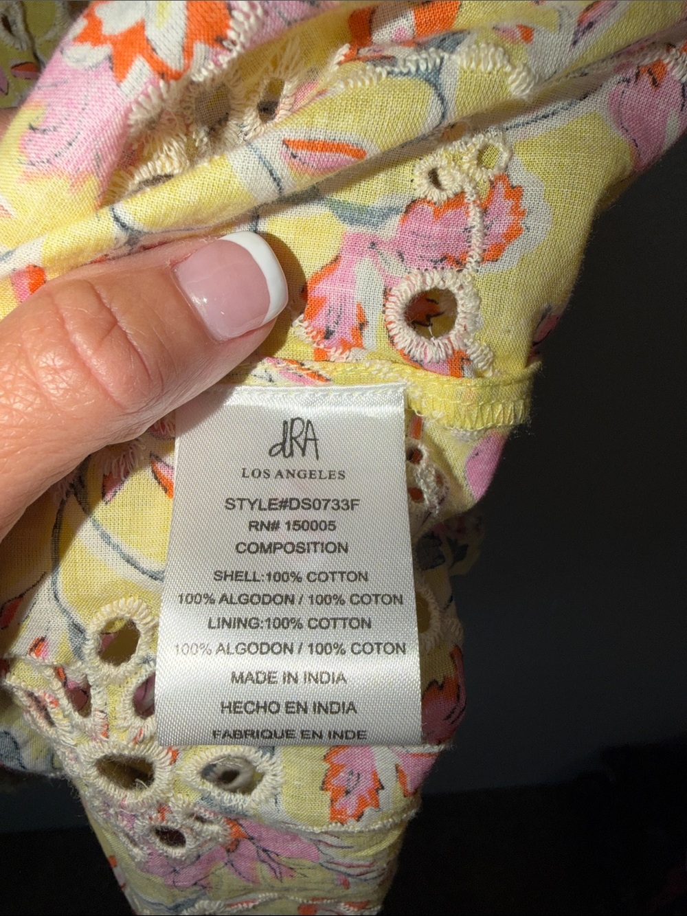 Yellow Floral Eyelet Dress - Picture 7 of 10
